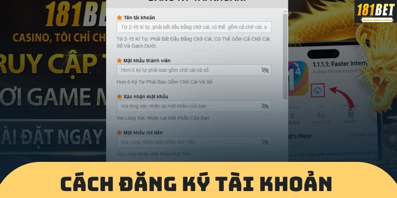 Cách đăng ký tài khoản 181bet